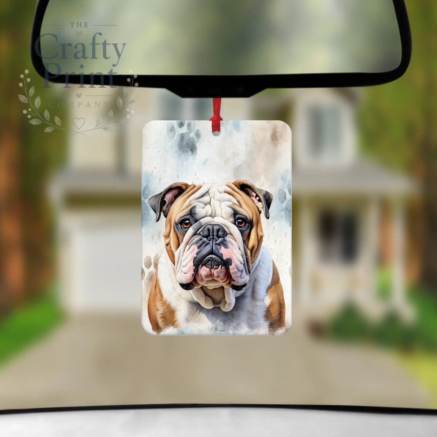 English Bulldog Paw Print Car Air Freshener - Vehicle