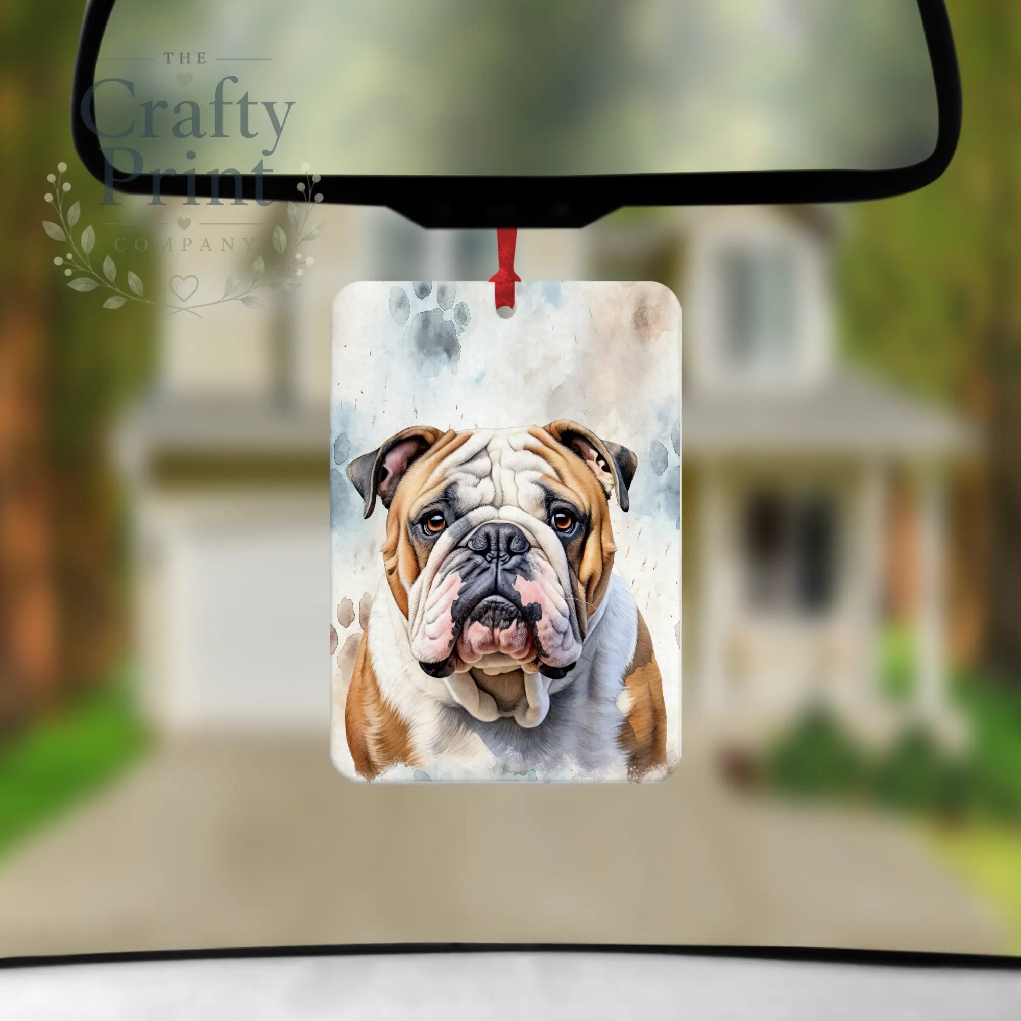 English Bulldog Paw Print Car Air Freshener - Vehicle