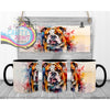 English Bulldog Watercolour Mug - Black Handle & Inner