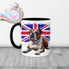 English Bulldog with Flag Mug - Black Handle & Inner - Mugs