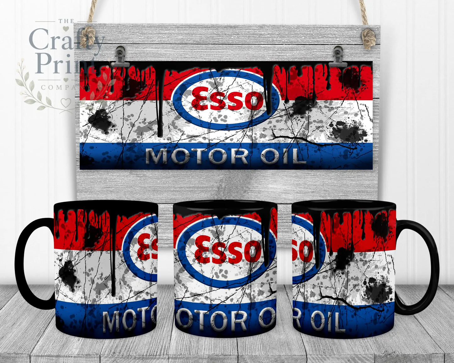 Esso Motor Oil Dirty Mug - Black Handle & Inner - Mugs