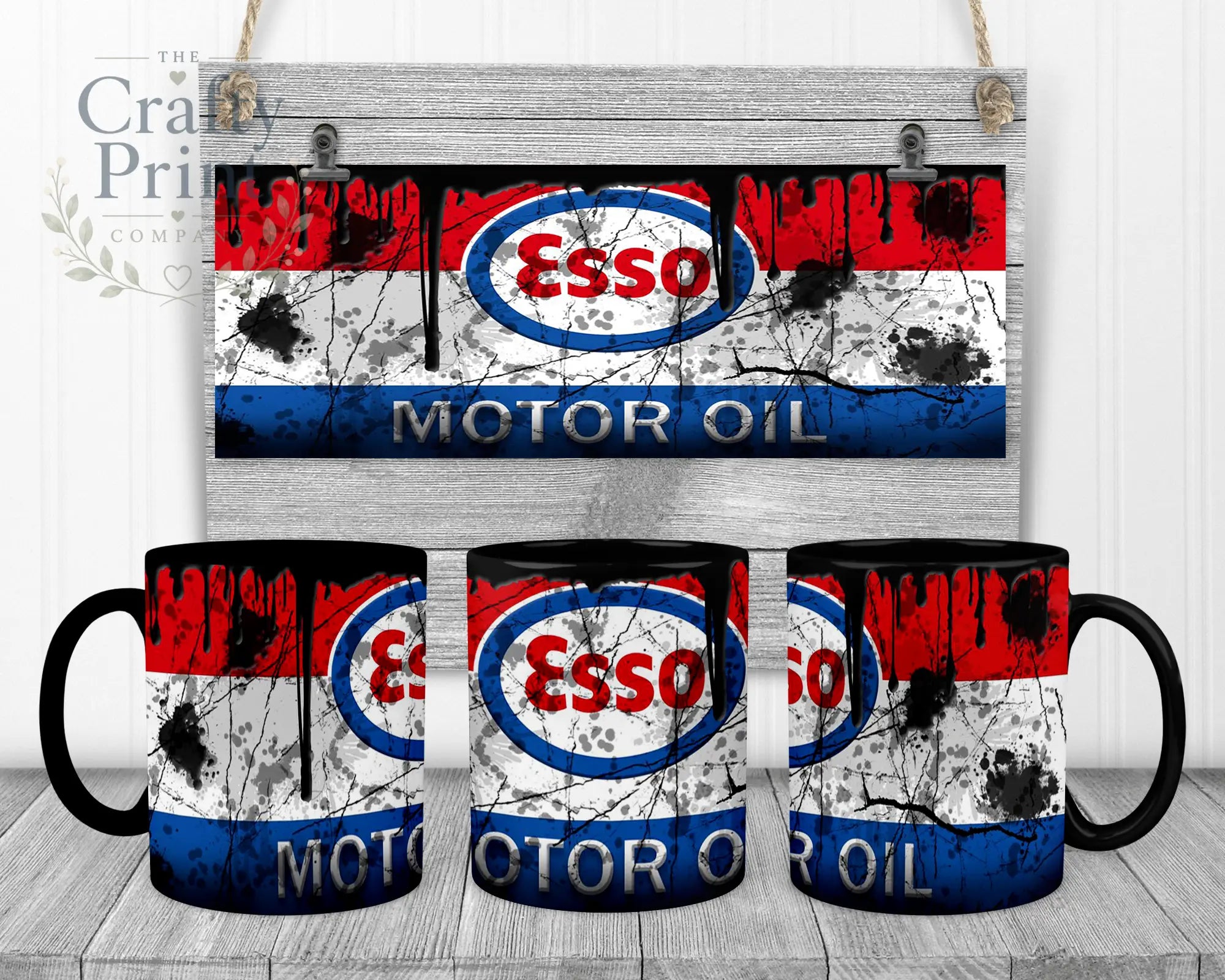 Esso Motor Oil Dirty Mug - Black Handle & Inner - Mugs