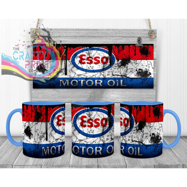 Esso Motor Oil Dirty Mug - Blue Handle & Inner Mugs