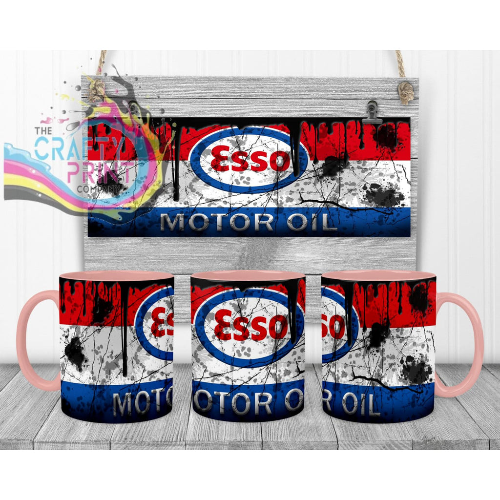 Esso Motor Oil Dirty Mug - Pink Handle & Inner Mugs