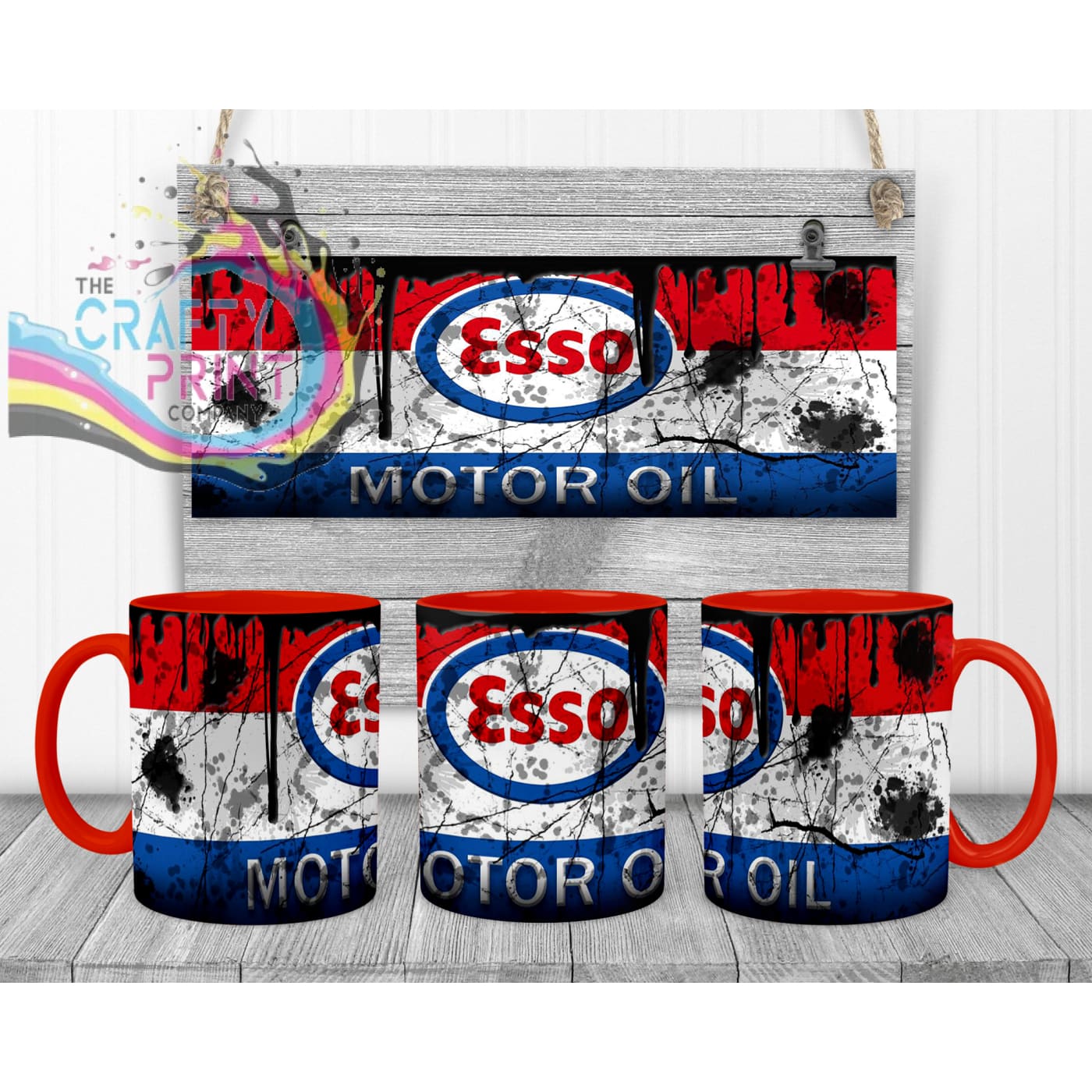 Esso Motor Oil Dirty Mug - Red Handle & Inner - Mugs