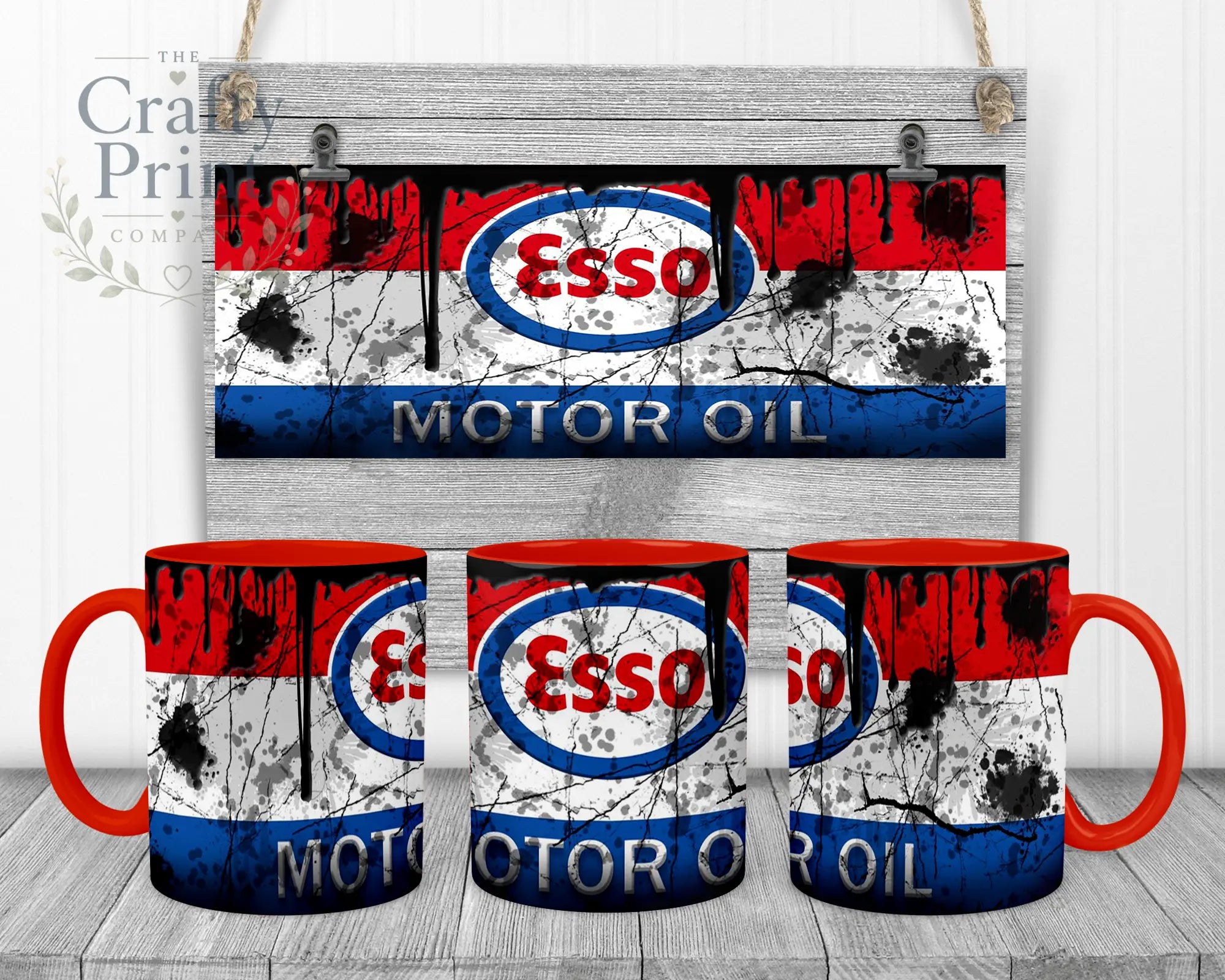 Esso Motor Oil Dirty Mug - Red Handle & Inner - Mugs