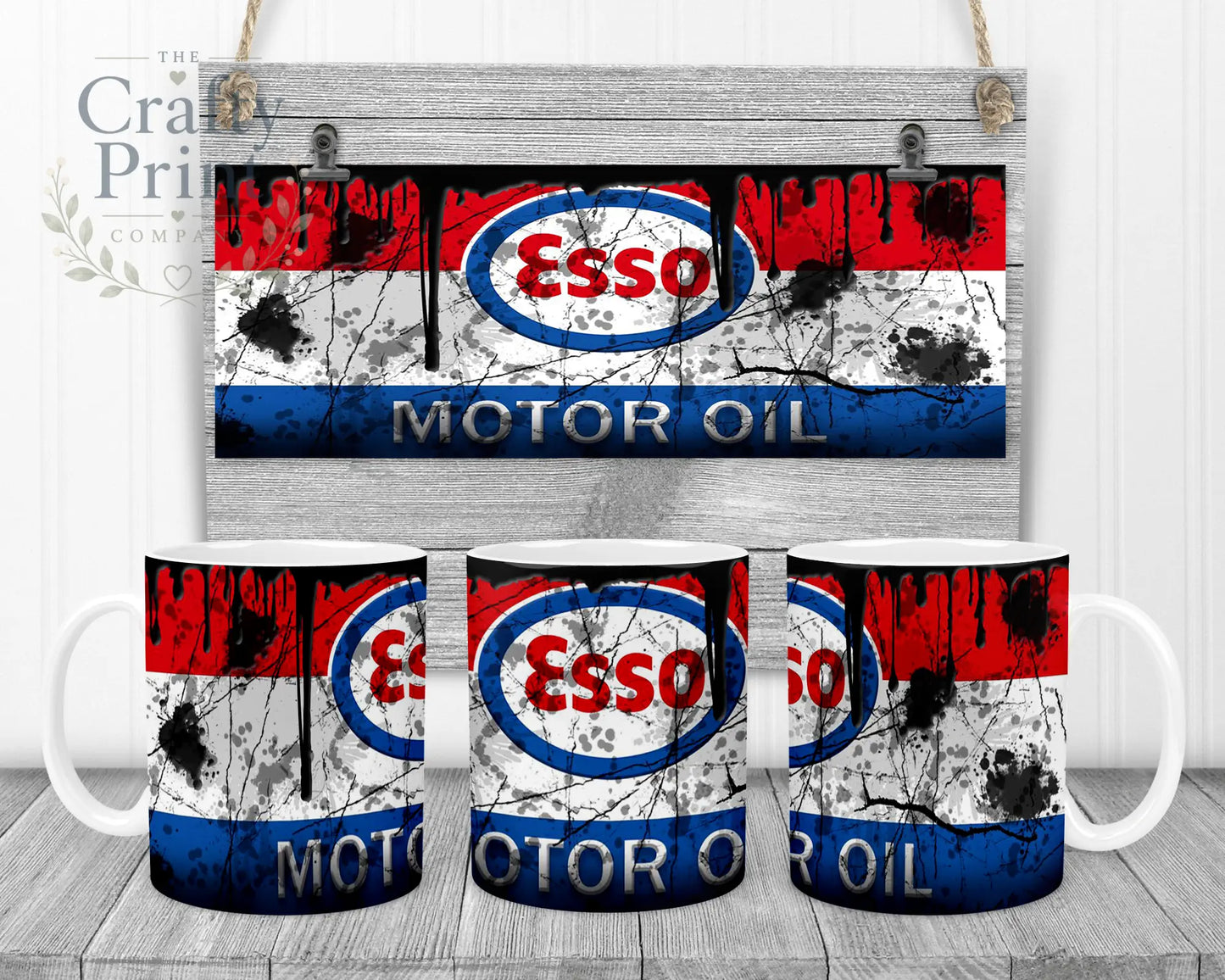 Esso Motor Oil Dirty Mug - White Handle & Inner - Mugs