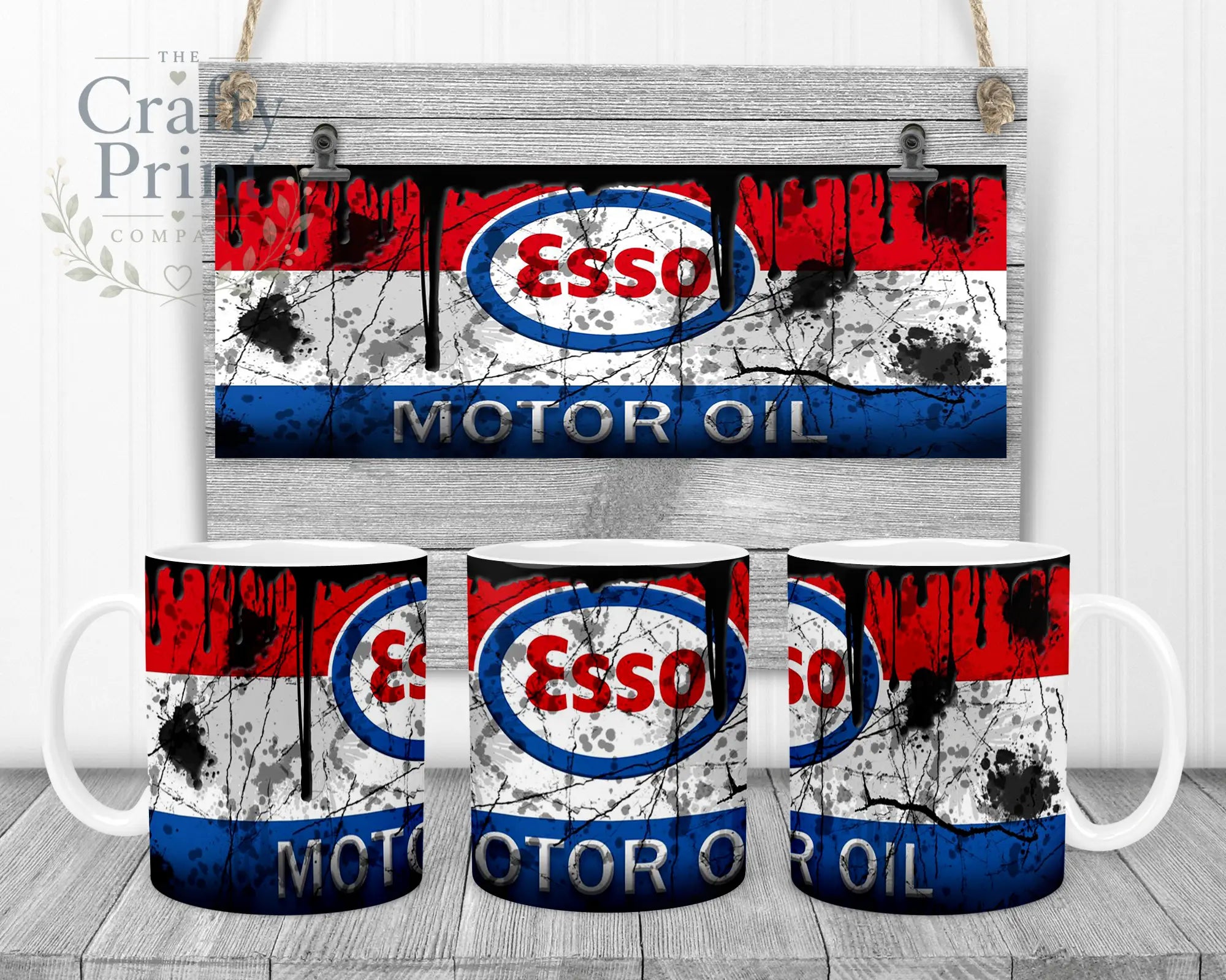 Esso Motor Oil Dirty Mug - White Handle & Inner - Mugs