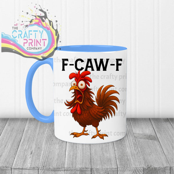 F-Caw-F Rooster Mug - Blue Handle & Inner - Mugs