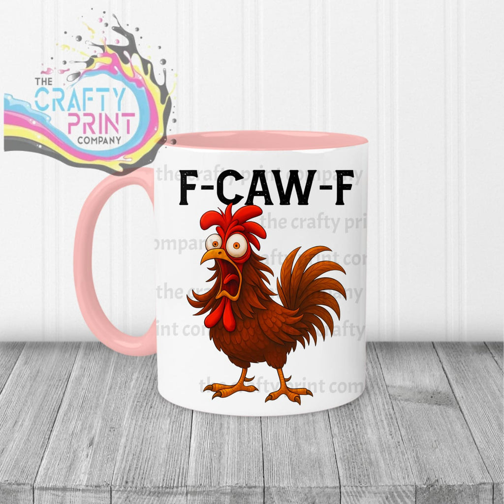 F-Caw-F Rooster Mug - Pink Handle & Inner - Mugs