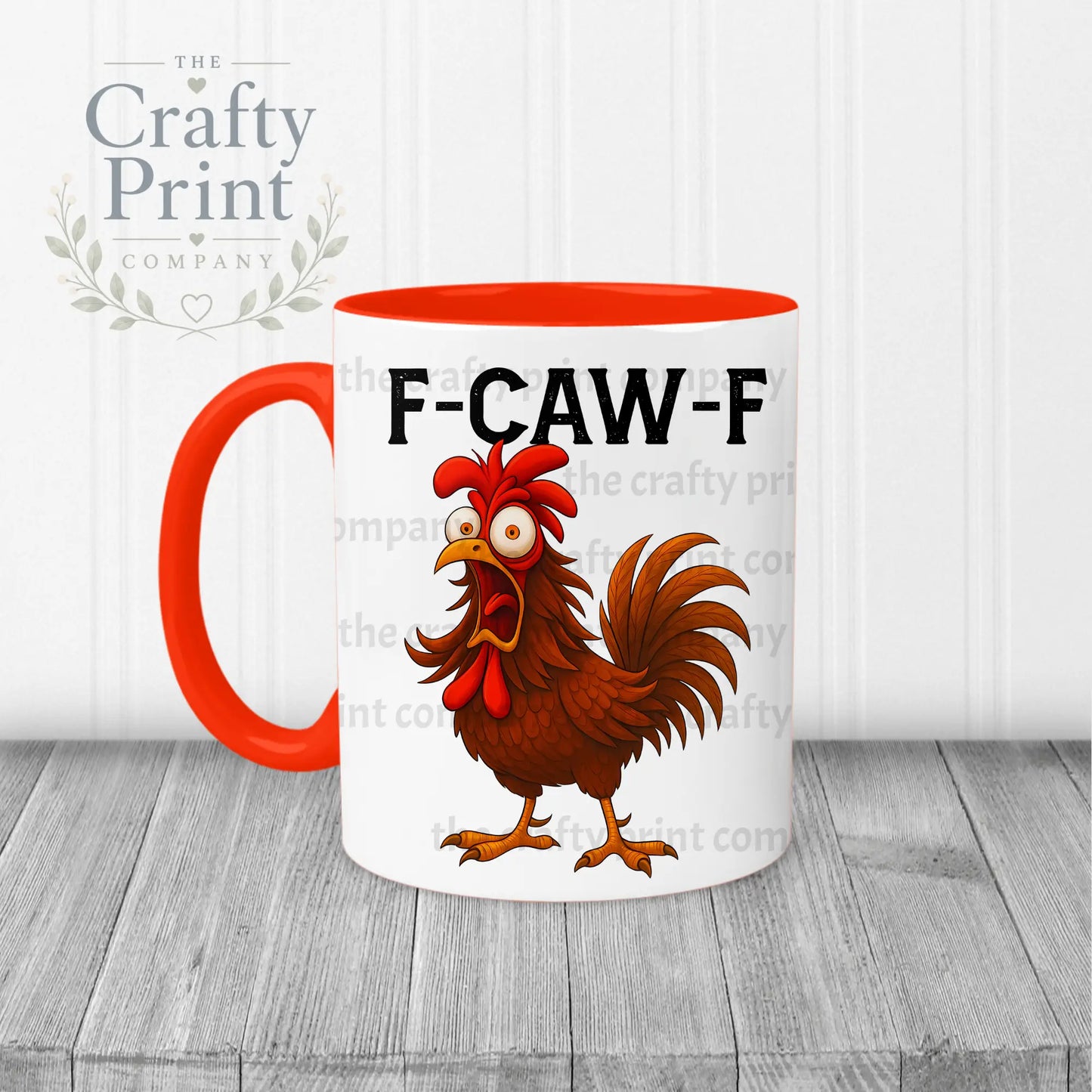 F-Caw-F Rooster Mug - Red Handle & Inner - Mugs