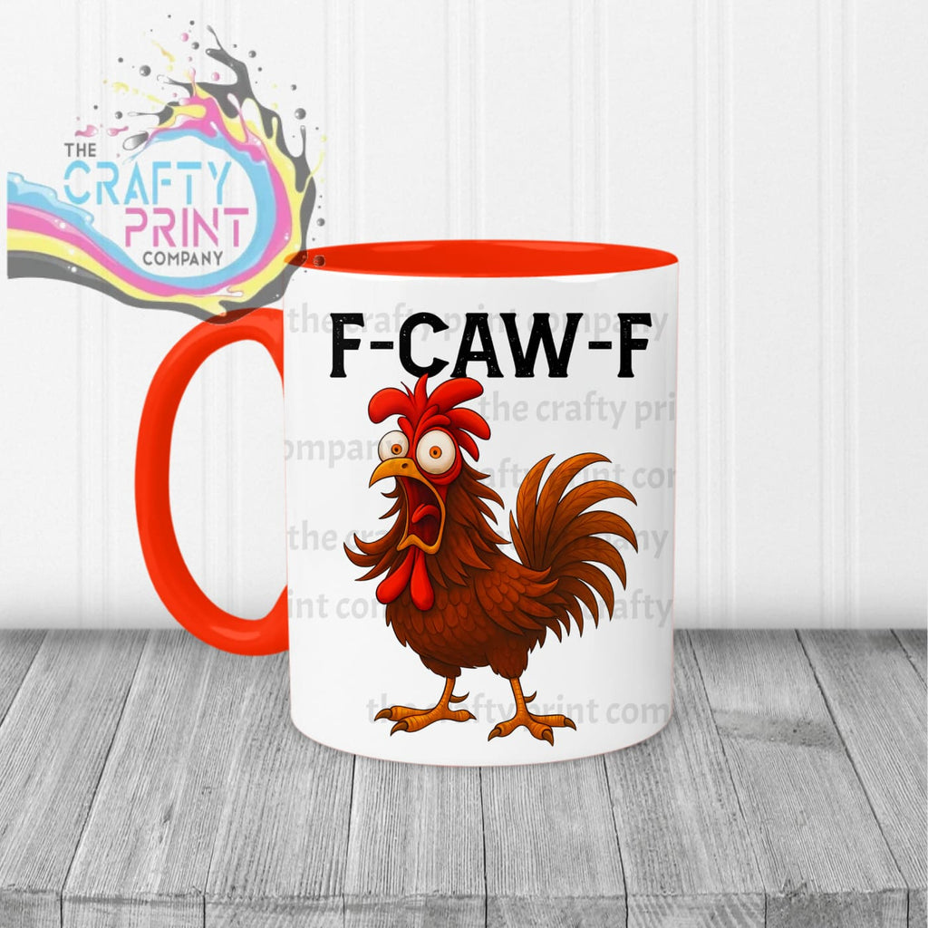 F-Caw-F Rooster Mug - Red Handle & Inner - Mugs