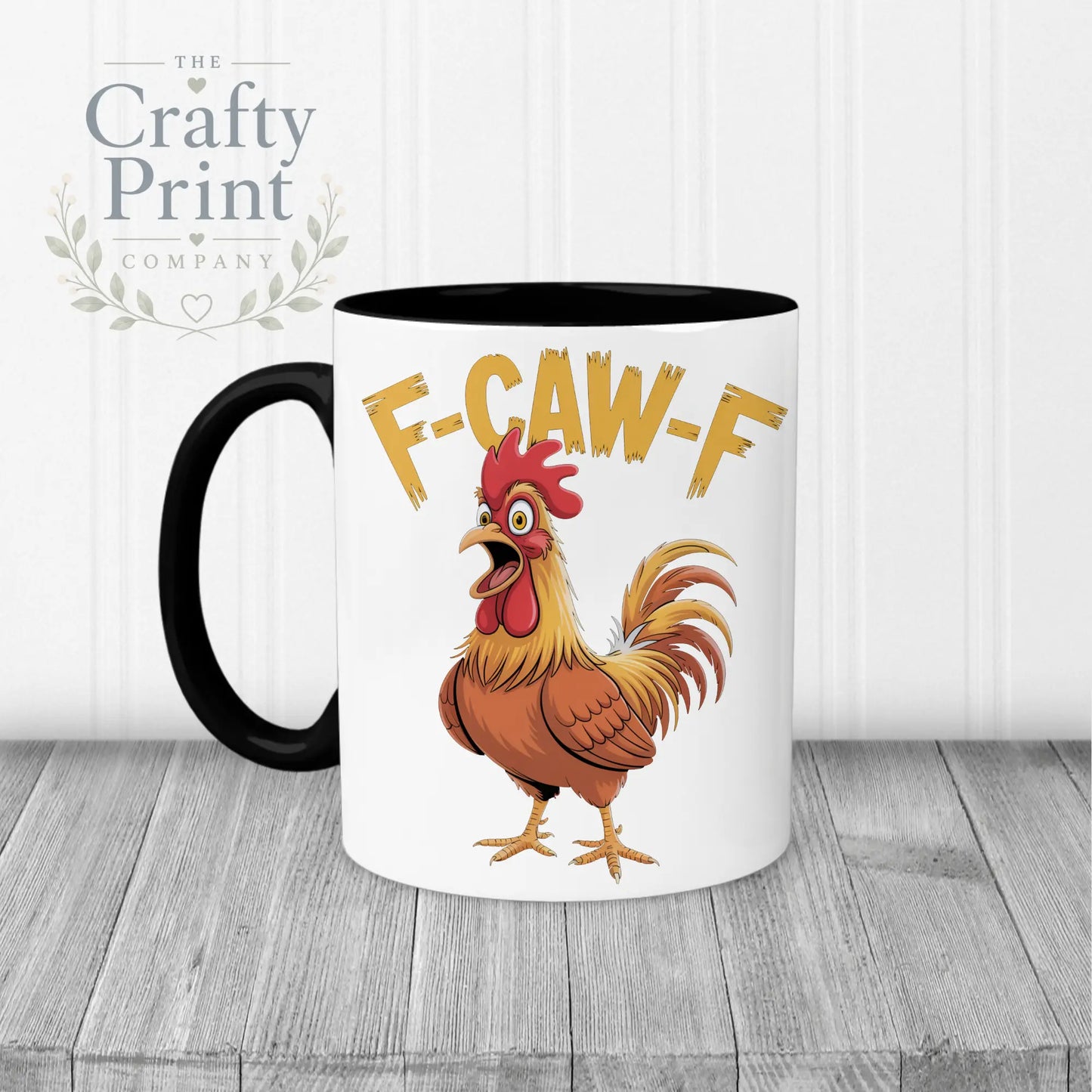 F-Caw-F Rooster V2 Mug - Black Handle & Inner - Mugs