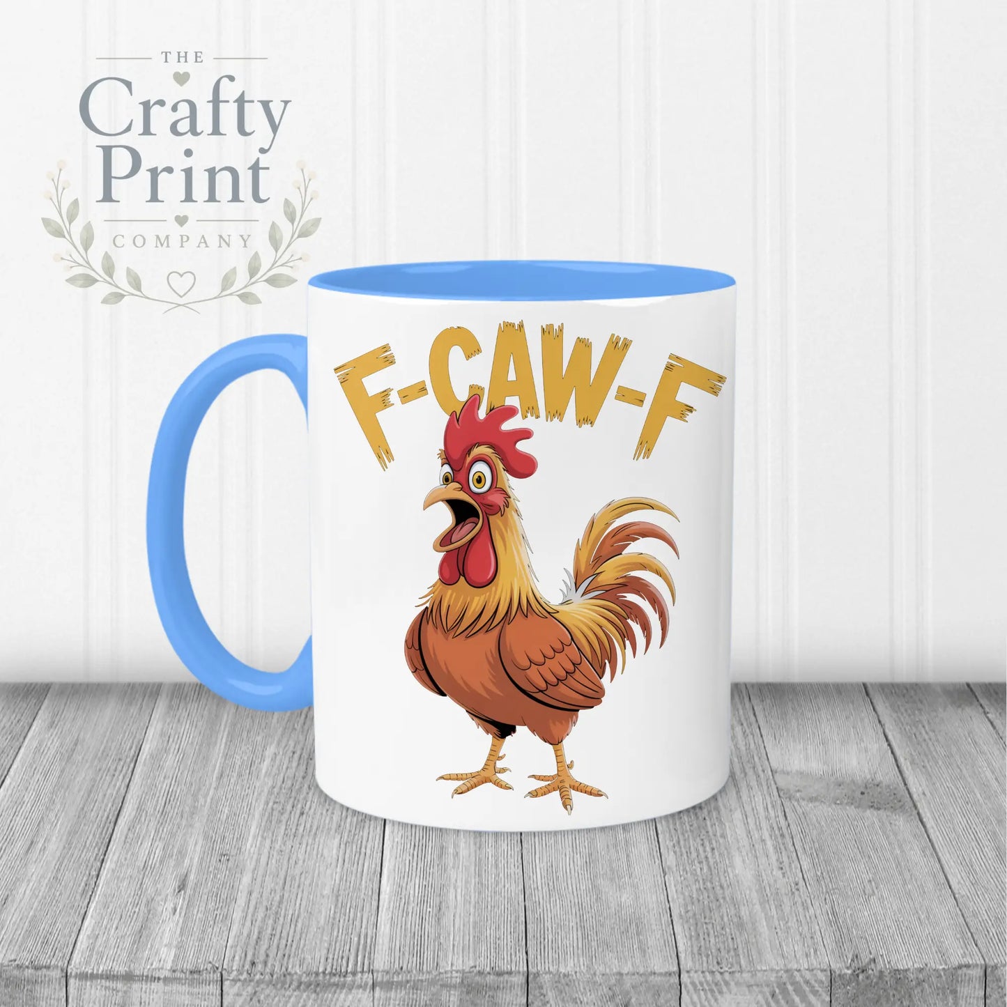 F-Caw-F Rooster V2 Mug - Blue Handle & Inner - Mugs