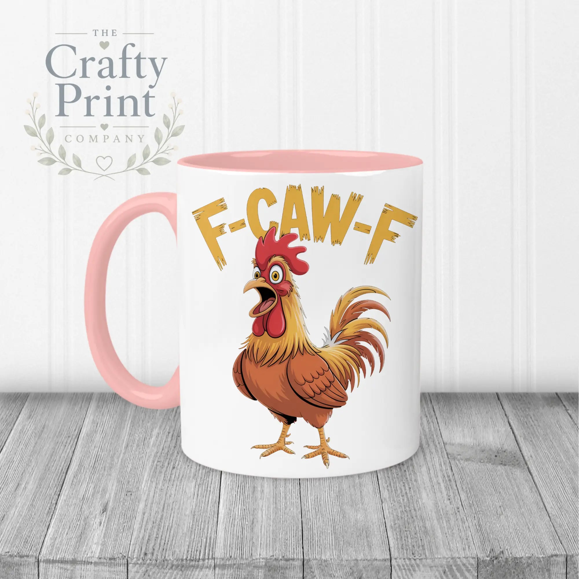 F-Caw-F Rooster V2 Mug - Pink Handle & Inner - Mugs
