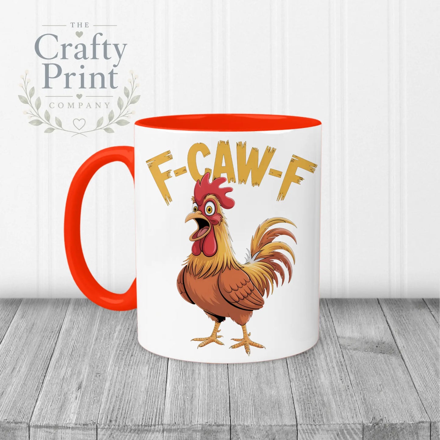 F-Caw-F Rooster V2 Mug - Red Handle & Inner - Mugs