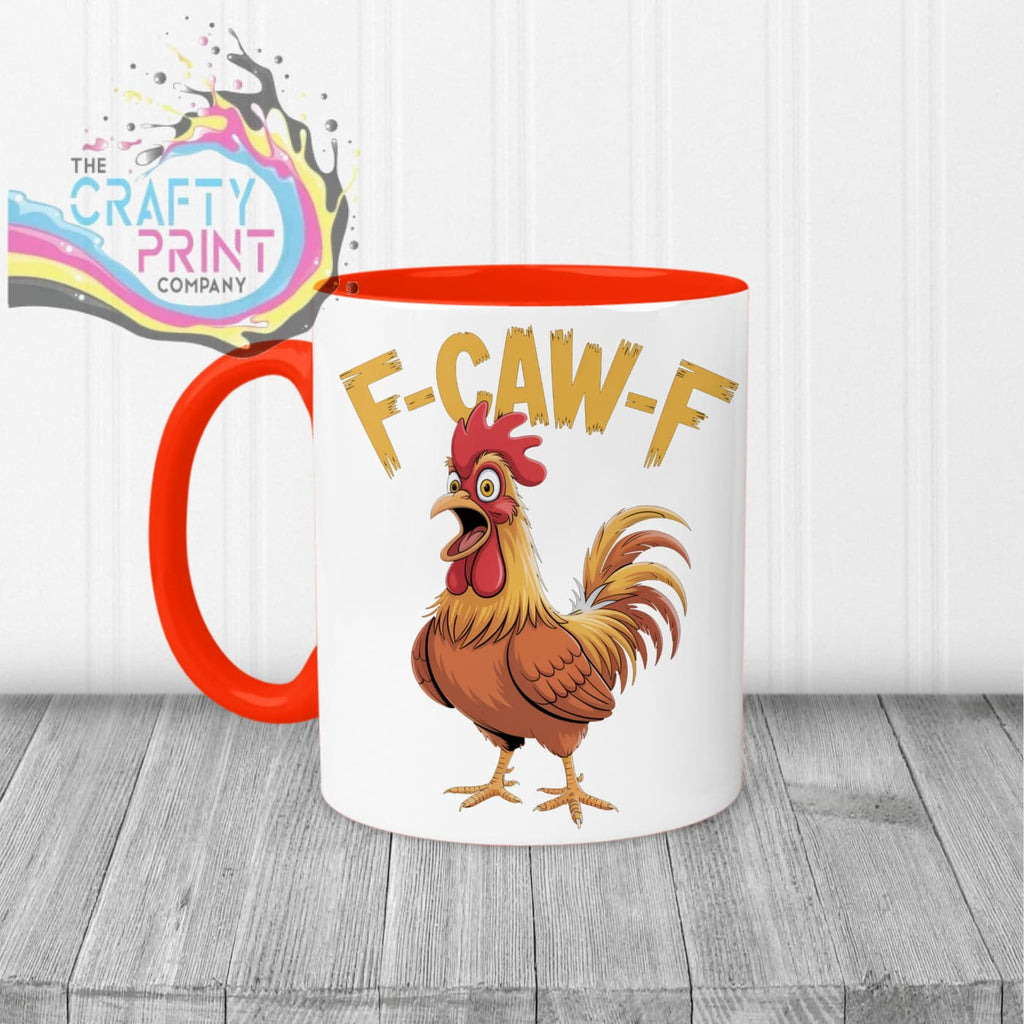 F-Caw-F Rooster V2 Mug - Red Handle & Inner - Mugs