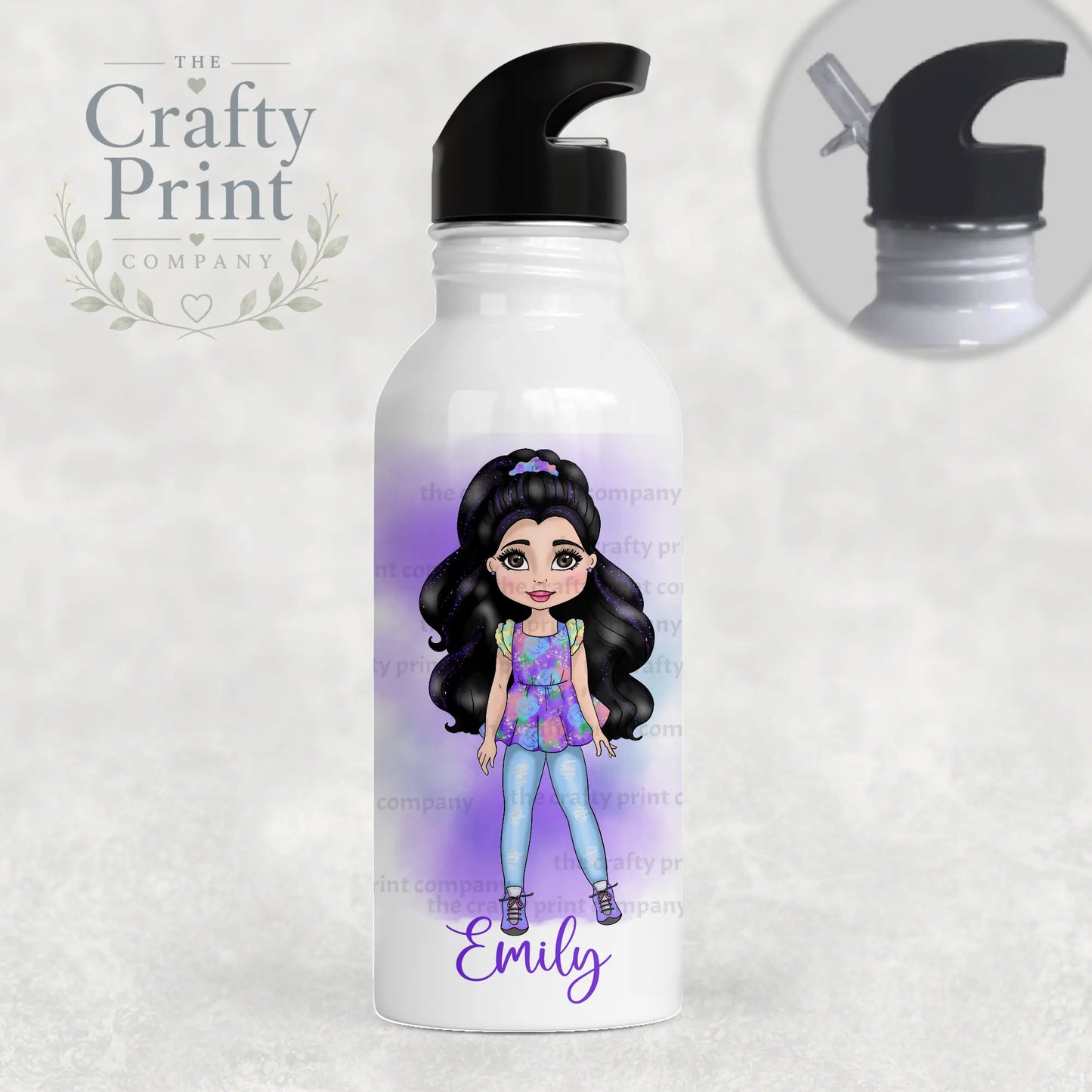 Fashion Girl Personalised Sports Water Bottle with Straw