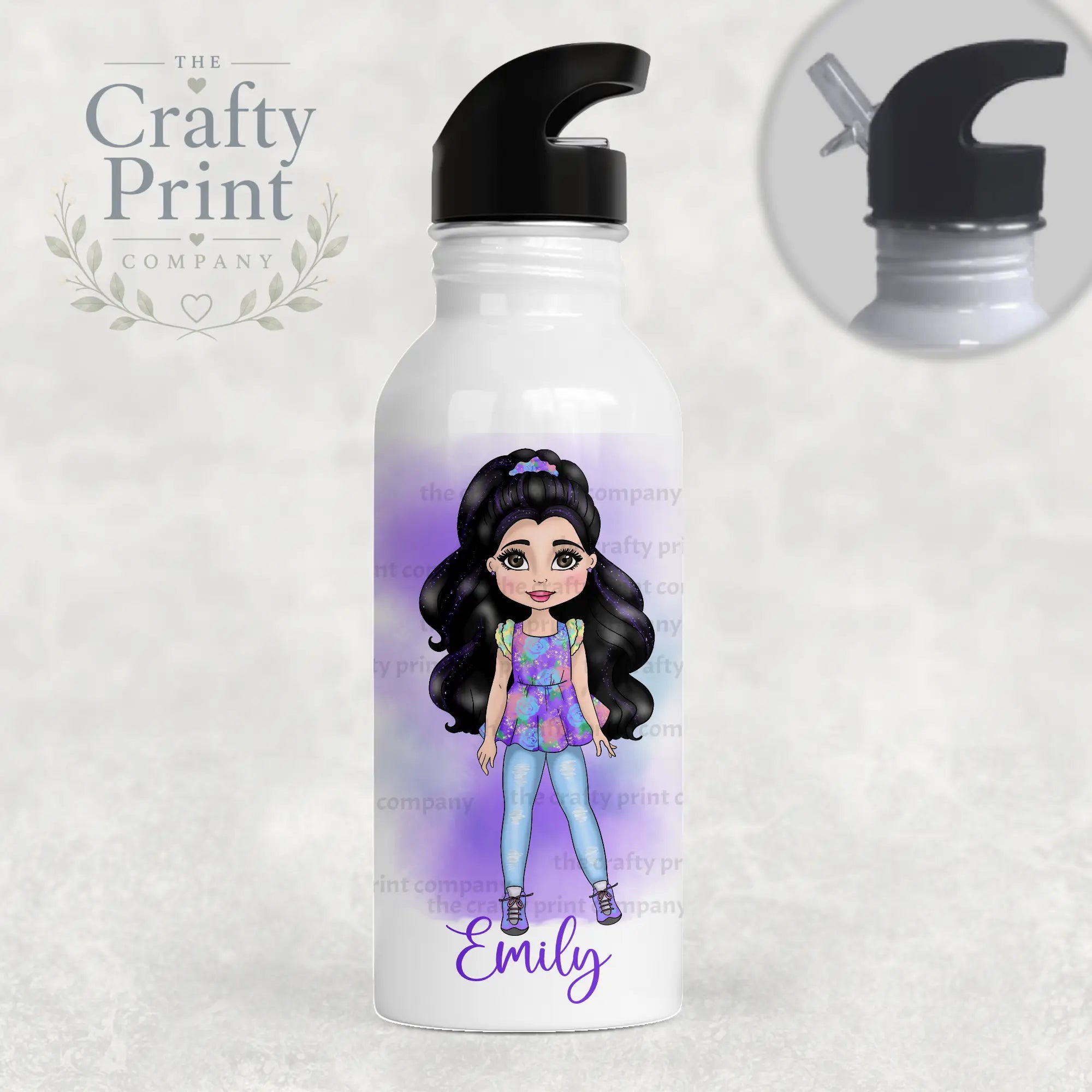 Fashion Girl Personalised Sports Water Bottle with Straw