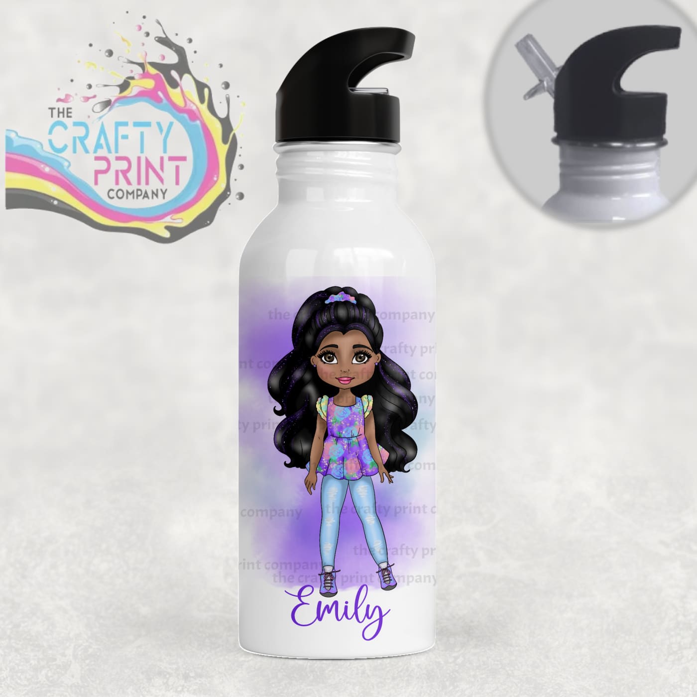 Fashion Girl Personalised Sports Water Bottle with Straw