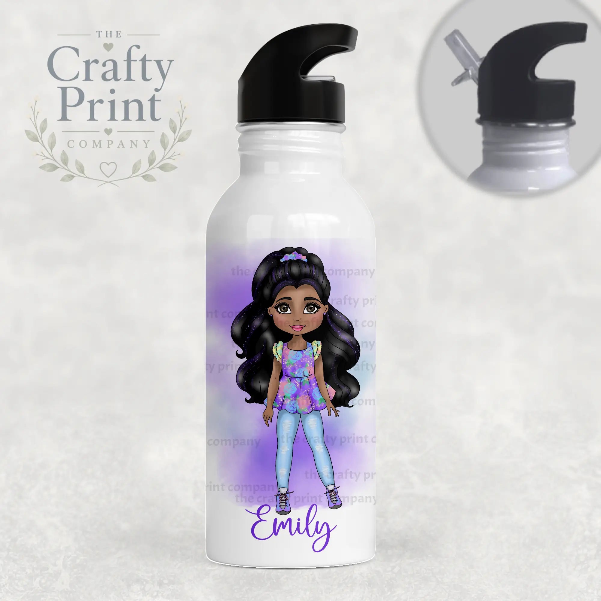 Fashion Girl Personalised Sports Water Bottle with Straw