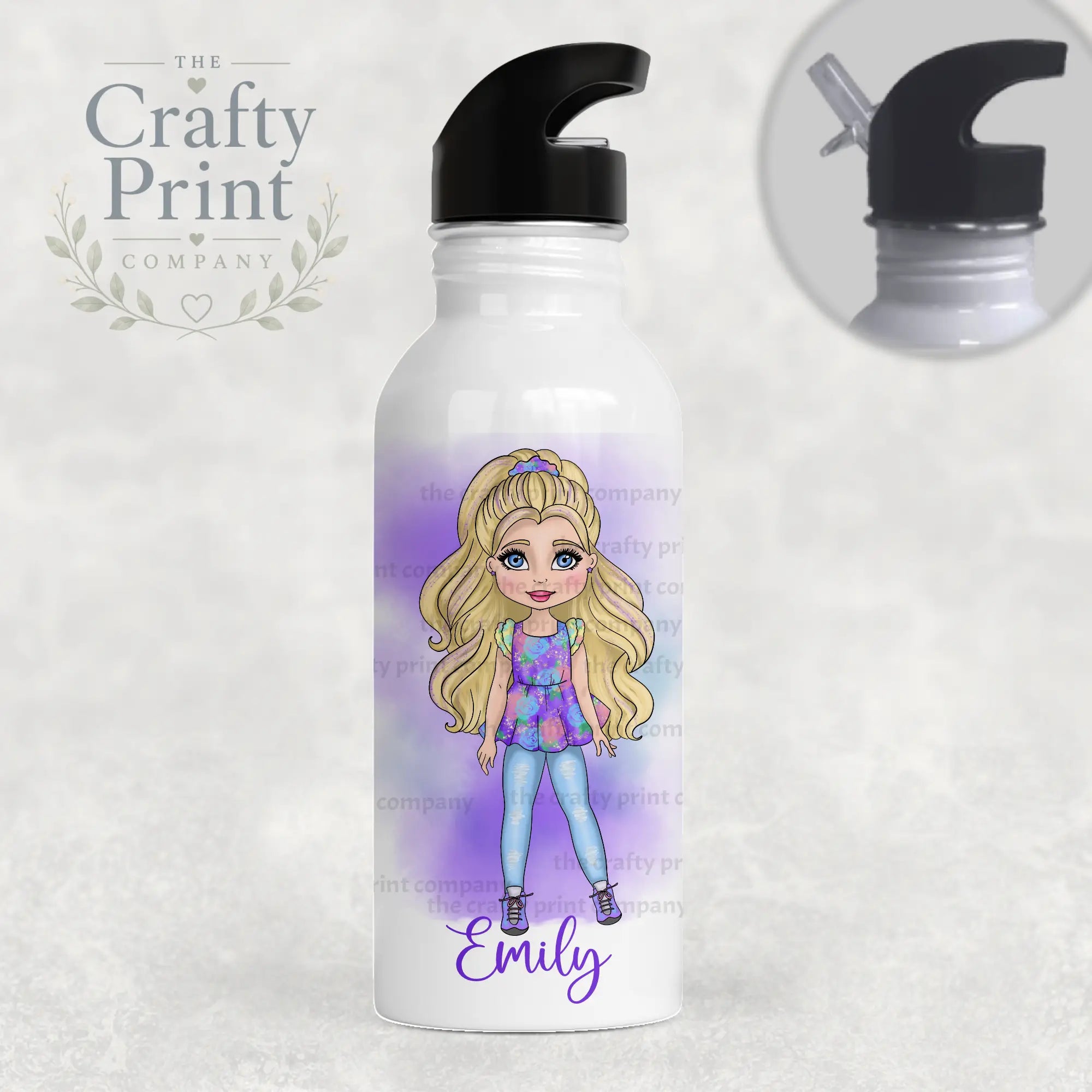 Fashion Girl Personalised Sports Water Bottle with Straw