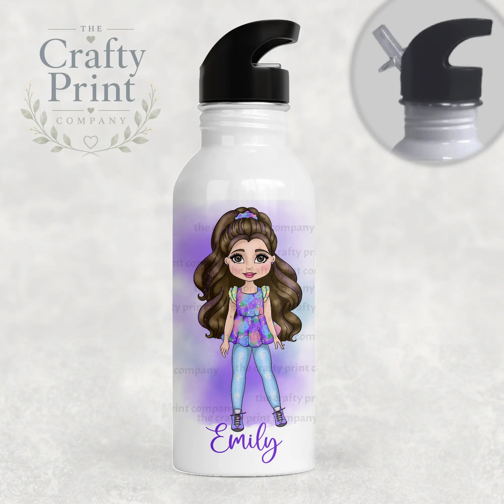 Fashion Girl Personalised Sports Water Bottle with Straw