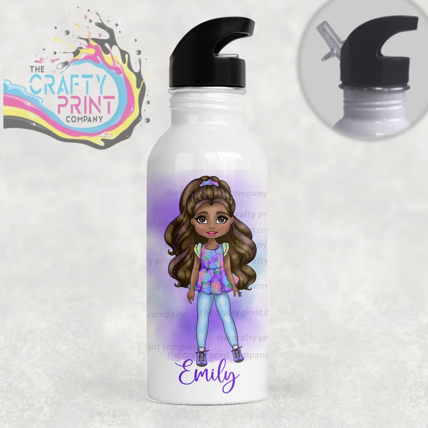 Fashion Girl Personalised Sports Water Bottle with Straw