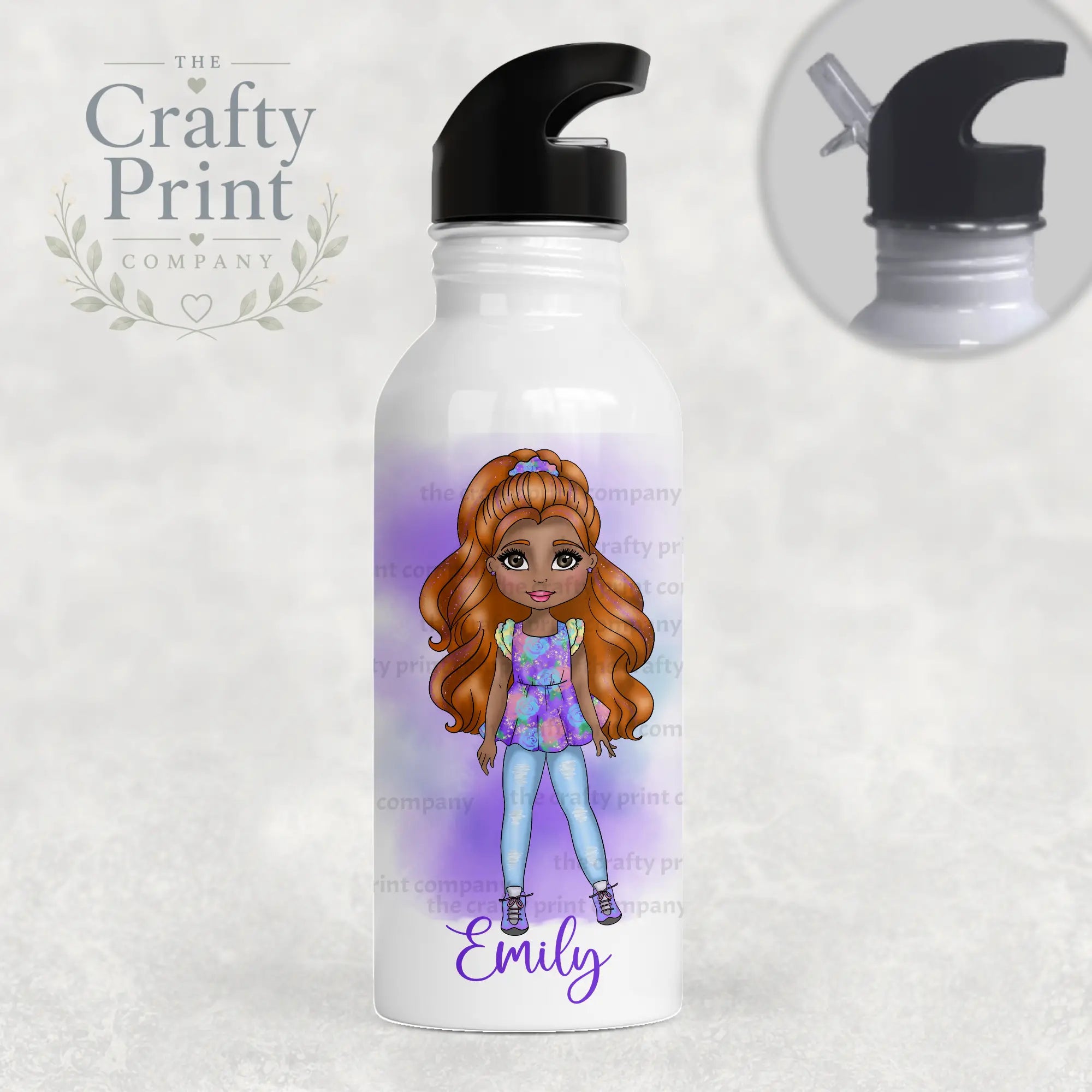 Fashion Girl Personalised Sports Water Bottle with Straw