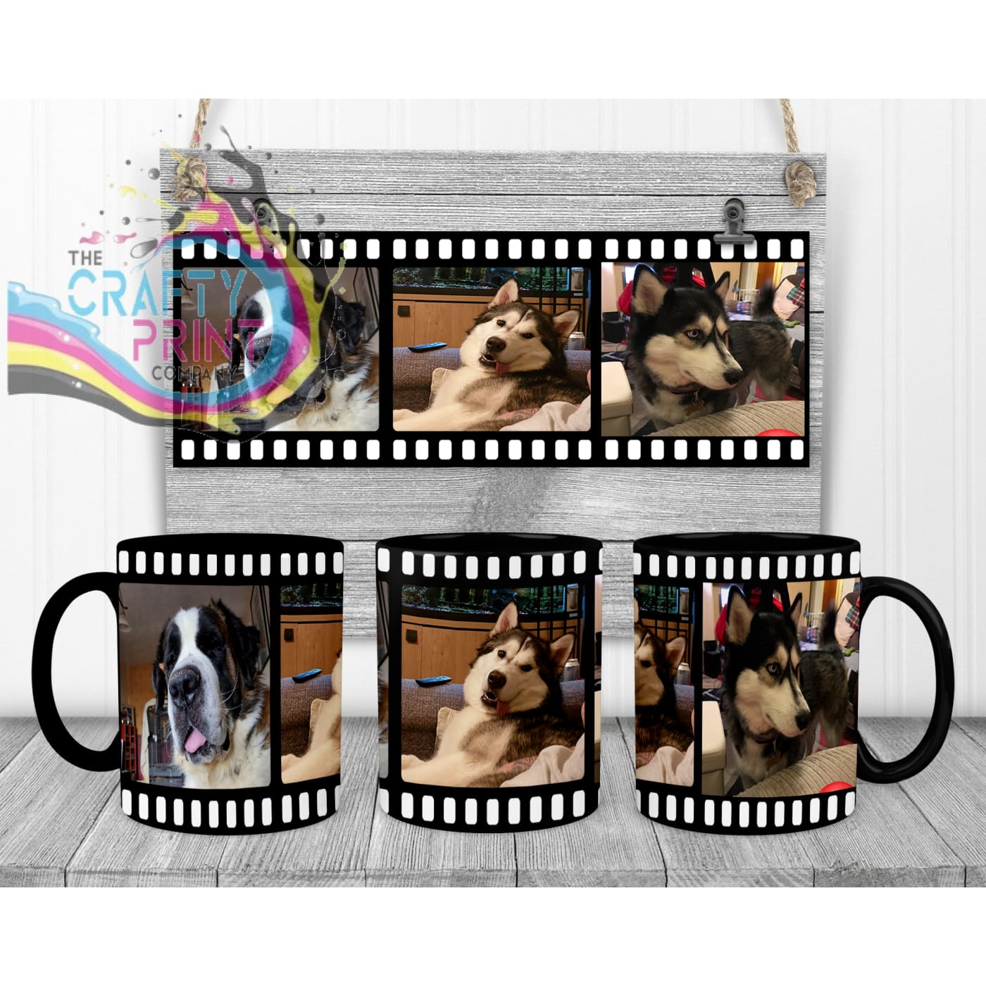 Film Strip Photo Mug - Black Handle & Inner - Mugs