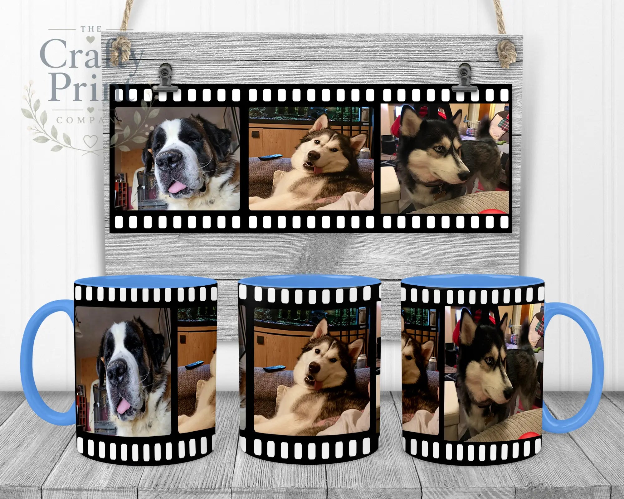 Film Strip Photo Mug - Blue Handle & Inner - Mugs