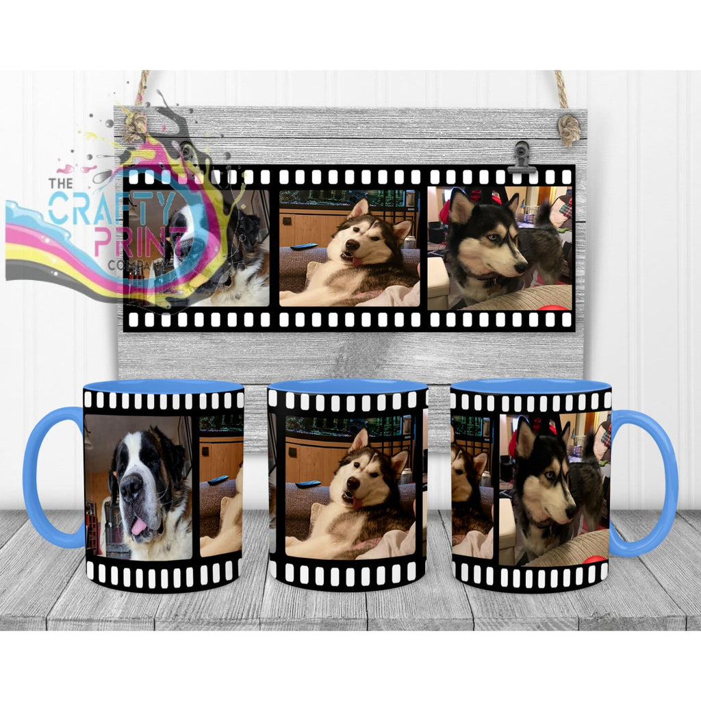 Film Strip Photo Mug - Blue Handle & Inner Mugs