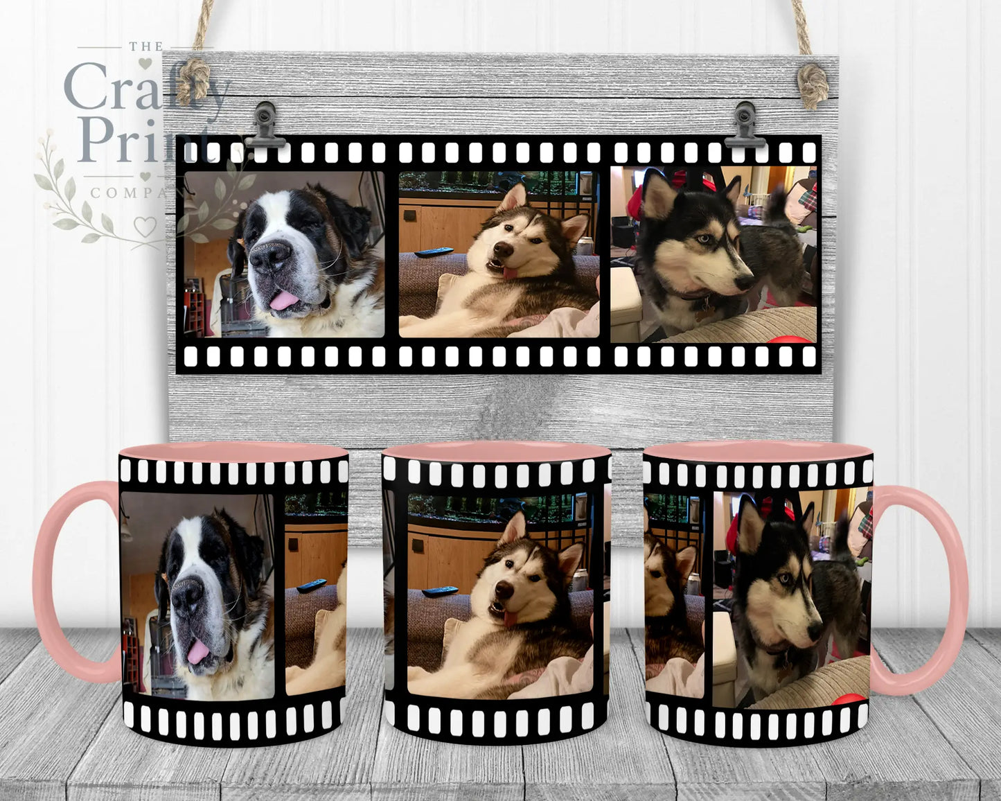 Film Strip Photo Mug - Pink Handle & Inner - Mugs