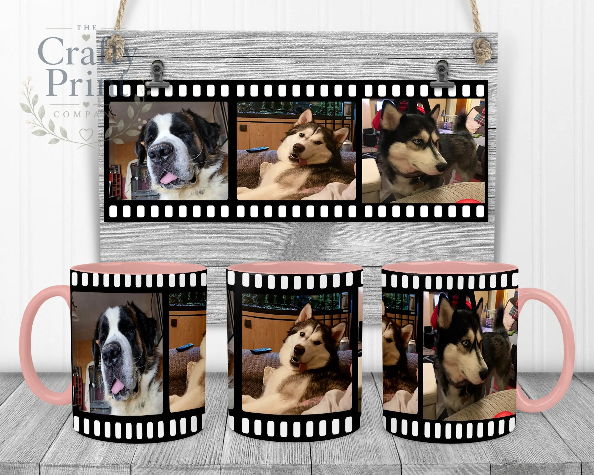 Film Strip Photo Mug - Pink Handle & Inner - Mugs