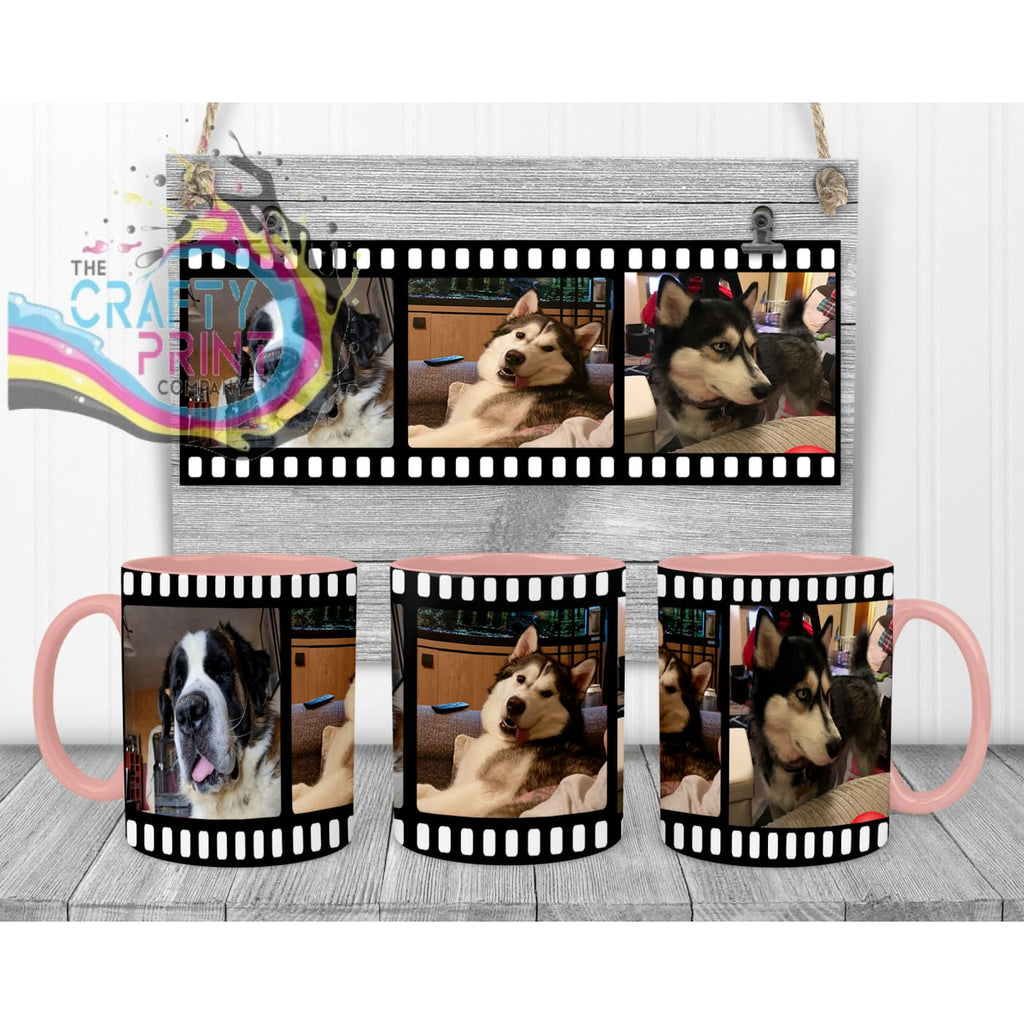 Film Strip Photo Mug - Pink Handle & Inner Mugs