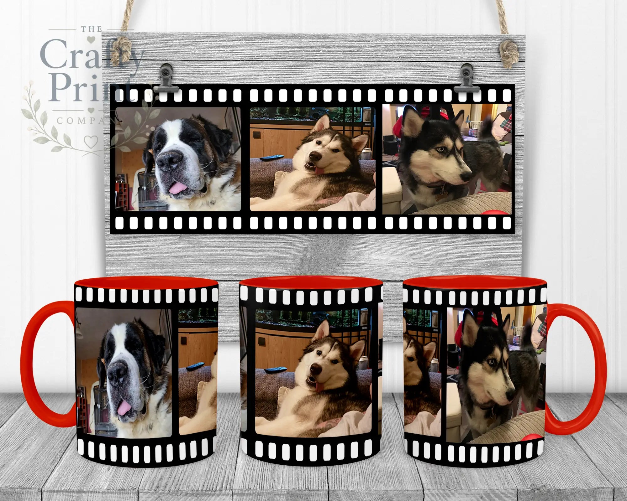 Film Strip Photo Mug - Red Handle & Inner - Mugs