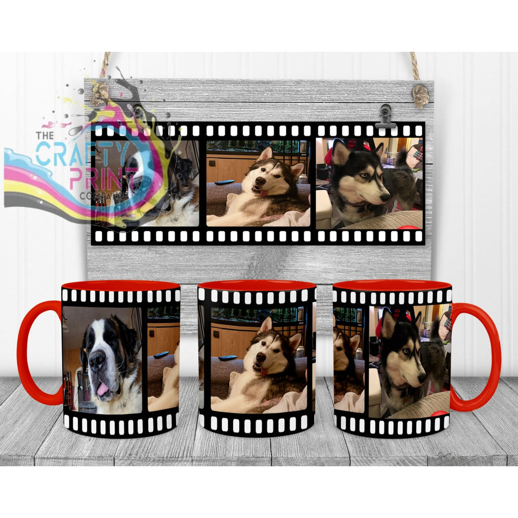 Film Strip Photo Mug - Red Handle & Inner - Mugs