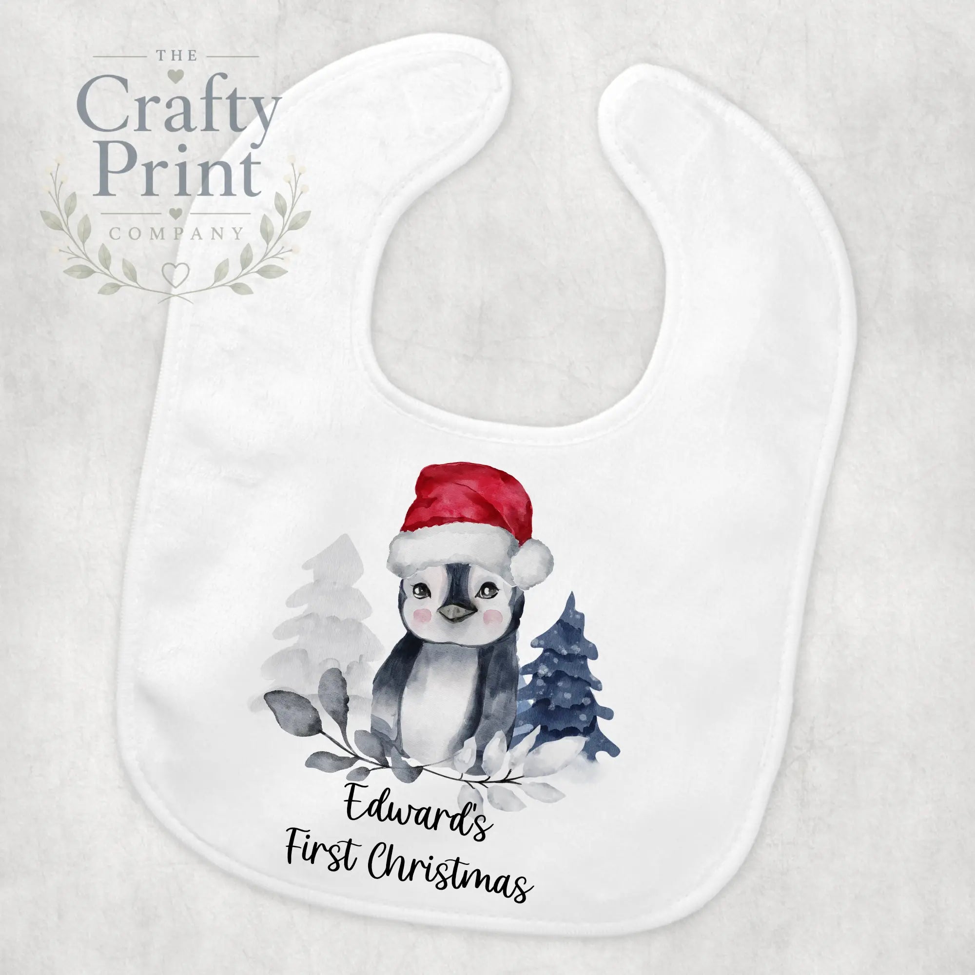First Christmas Penguin Personalised Baby Bib - & Toddler