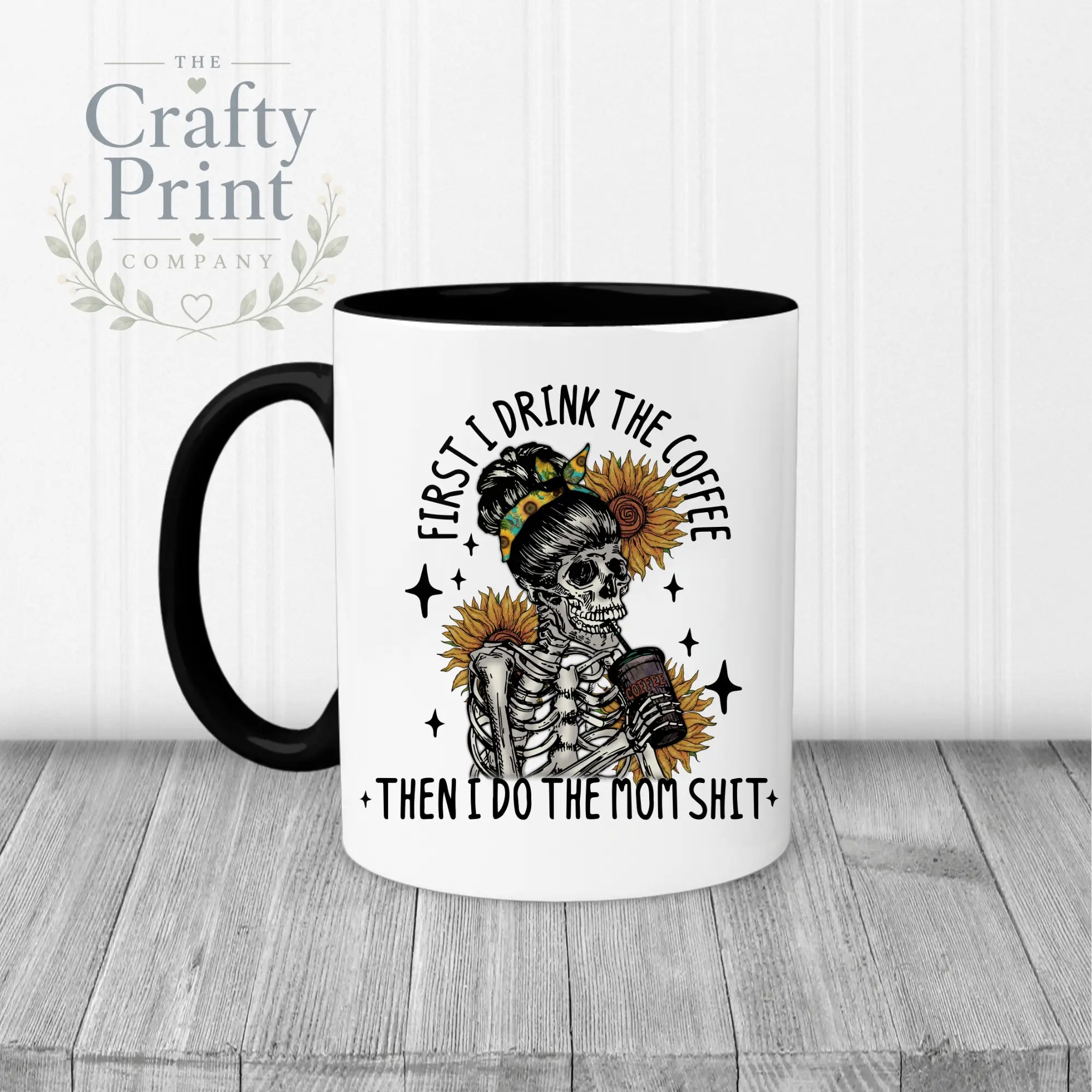 First I drink the Coffee Mug - Black Handle & Inner - Mugs