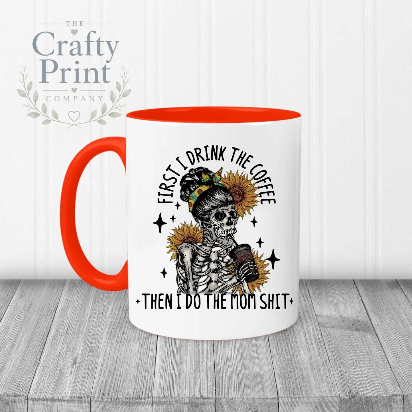 First I drink the Coffee Mug - Red Handle & Inner - Mugs