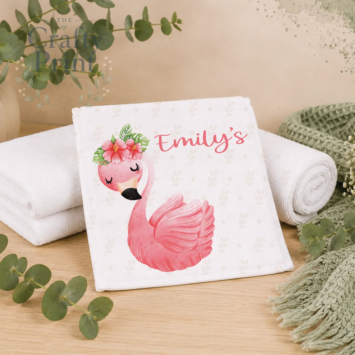 Flamingo Personalised Face Cloth