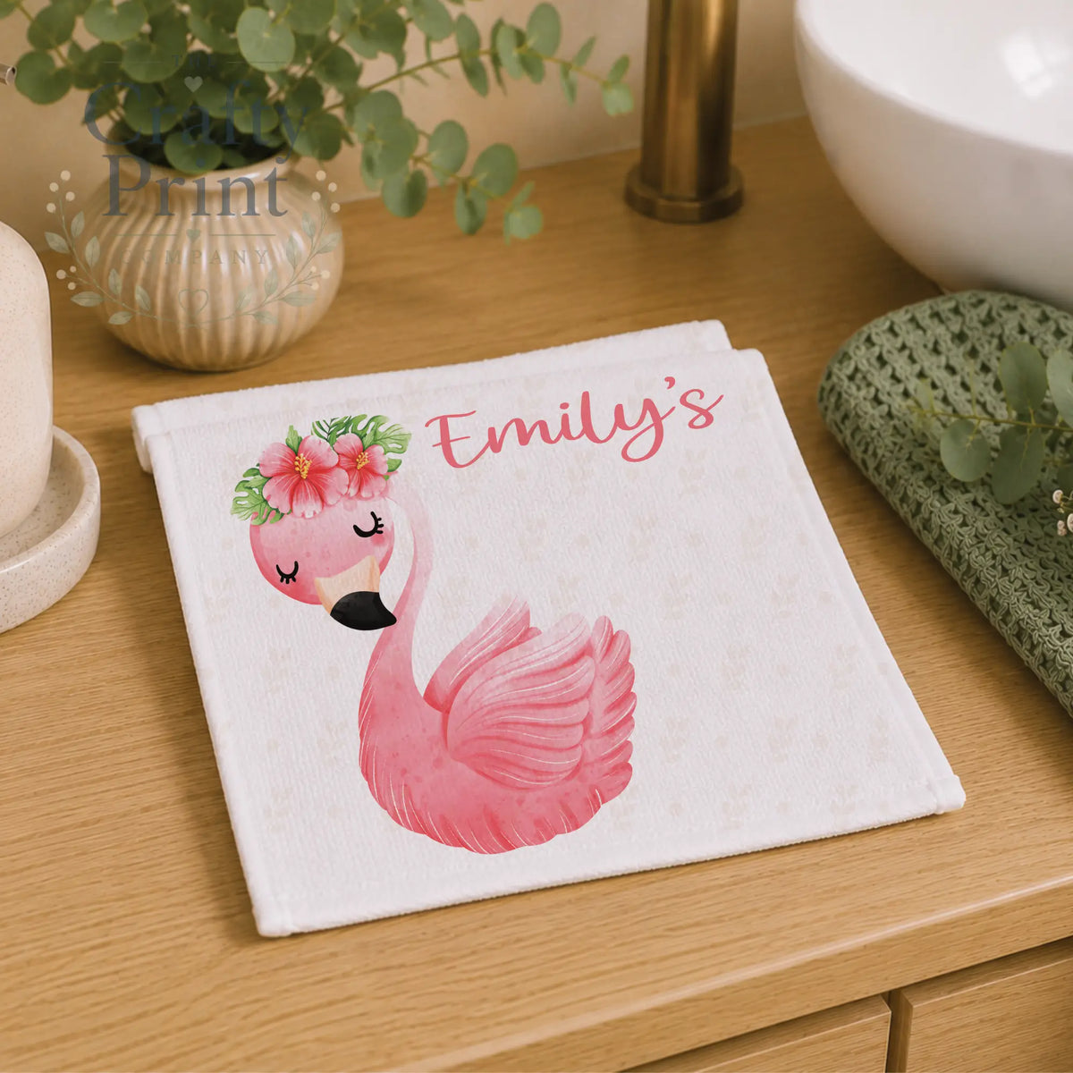 Flamingo Personalised Face Cloth