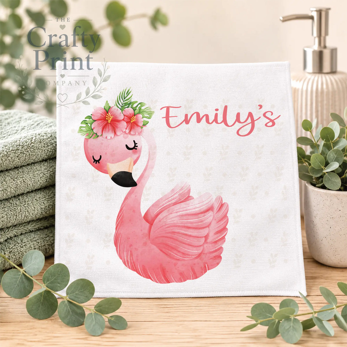 Flamingo Personalised Face Cloth