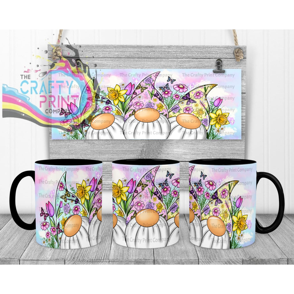 Floral Gonk Mug - Black Handle & Inner - Mugs
