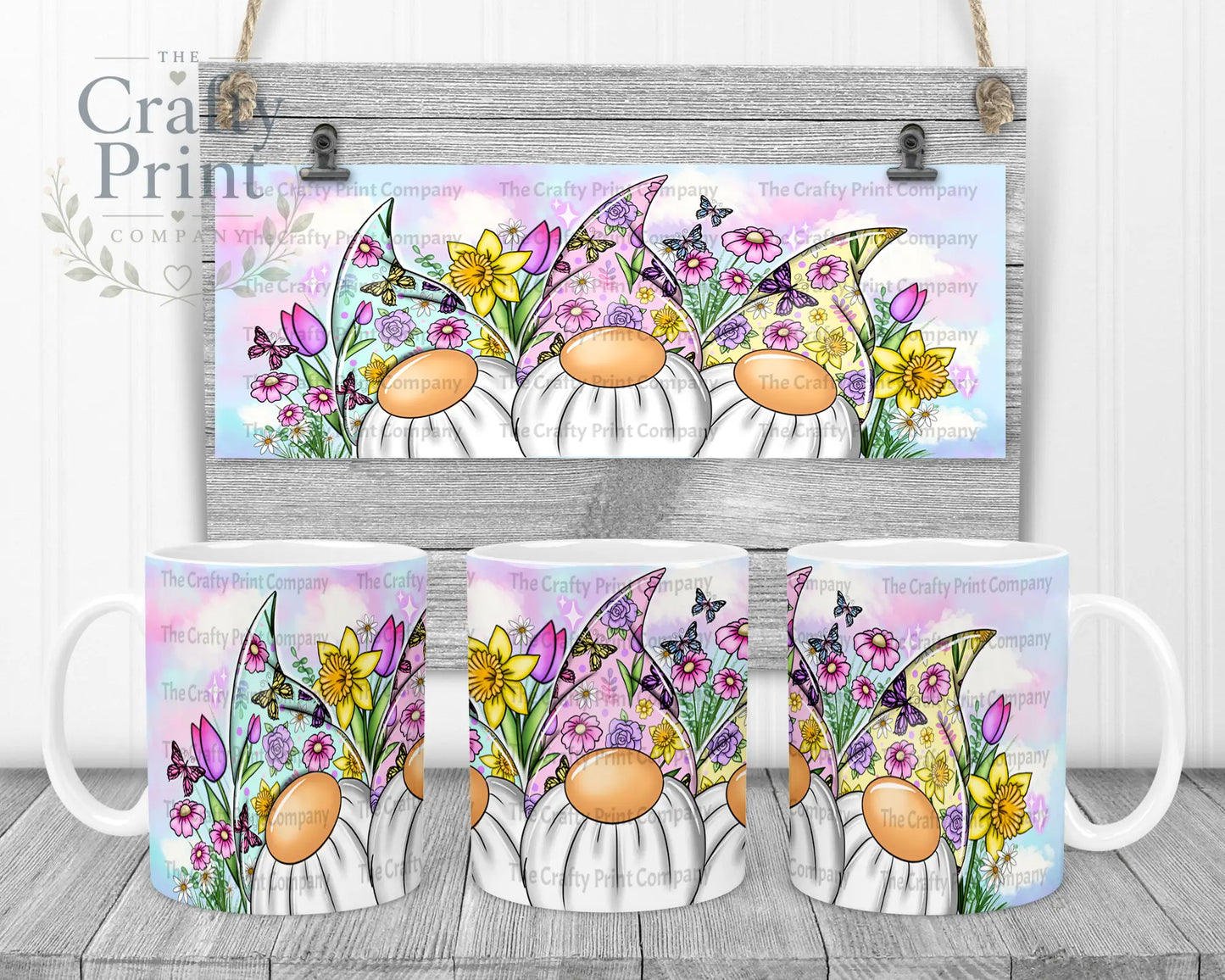 Floral Gonk Mug - White Handle & Inner - Mugs