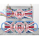 Floral VE Day Mug - Blue Handle & Inner - Mugs