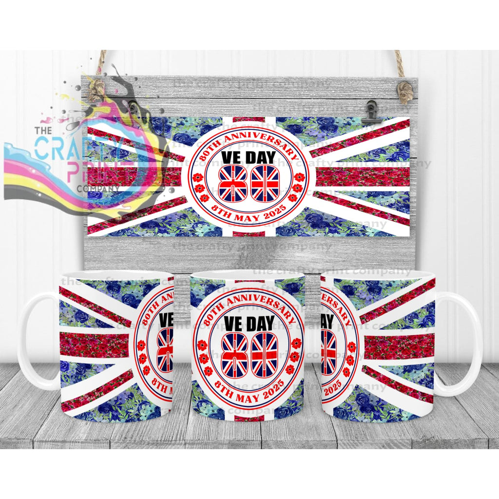 Floral VE Day Mug - White - Mugs