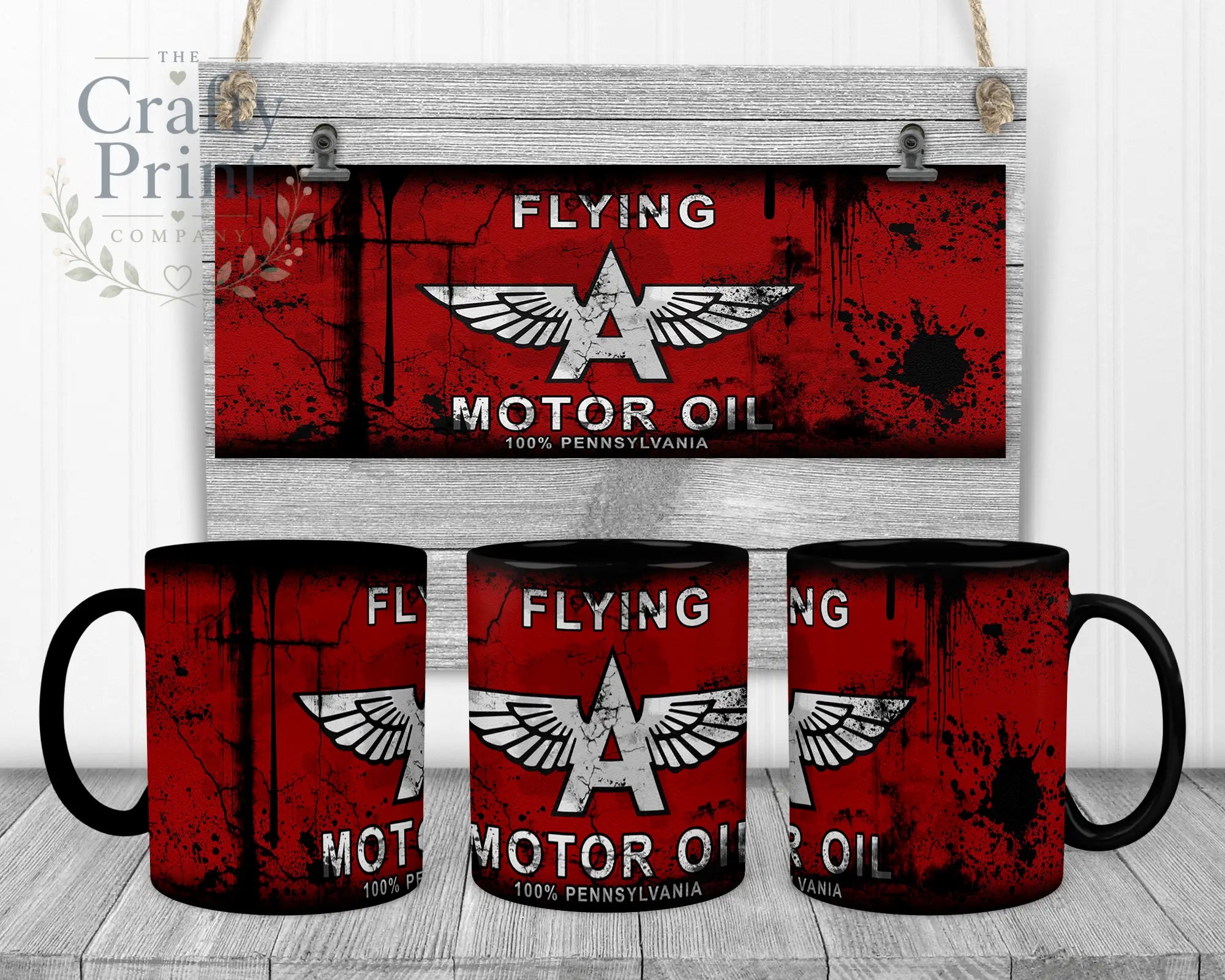 Flying Motor Oil Dirty Mug - Black Handle & Inner - Mugs