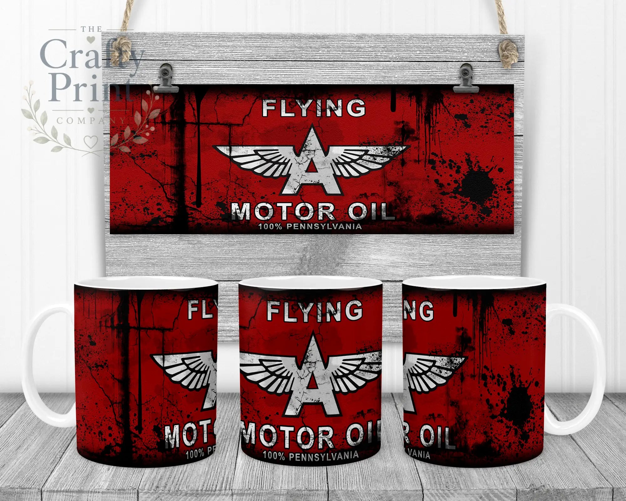 Flying Motor Oil Dirty Mug - White Handle & Inner - Mugs