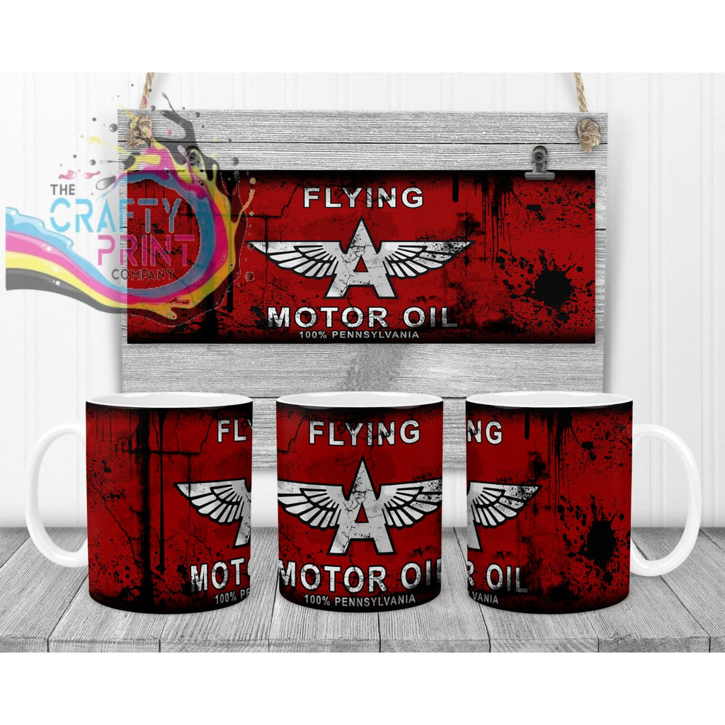 Flying Motor Oil Dirty Mug - White Handle & Inner - Mugs